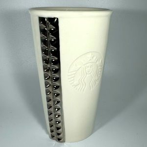 Starbucks 2014 Studded Tumbler Silver and Winter White No Lid
